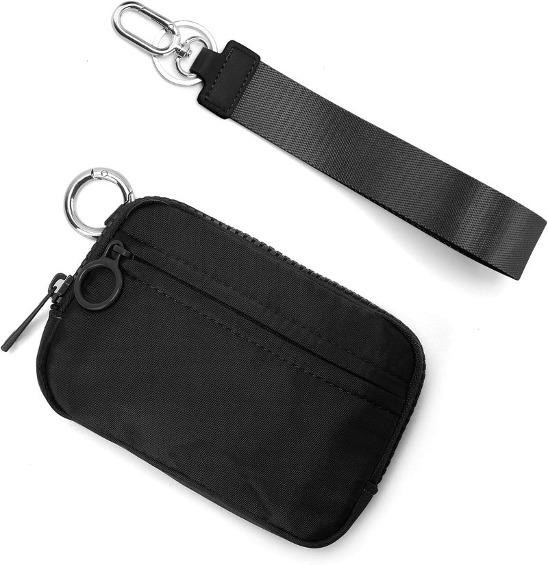 DiDida The Iris Wallet Zip Card Case with Keychain Wristlet ID Window Purses for Women Wrist Lanyard, Black - Image 2